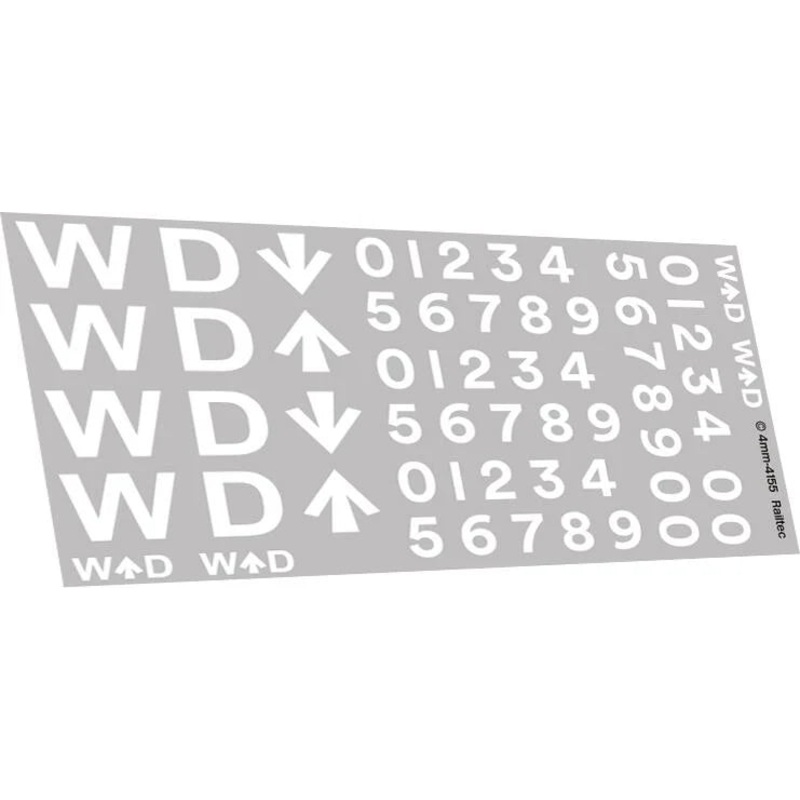 War Department WD logos (white): steam locos (suit 8F) OO Gauge Waterslide Decals