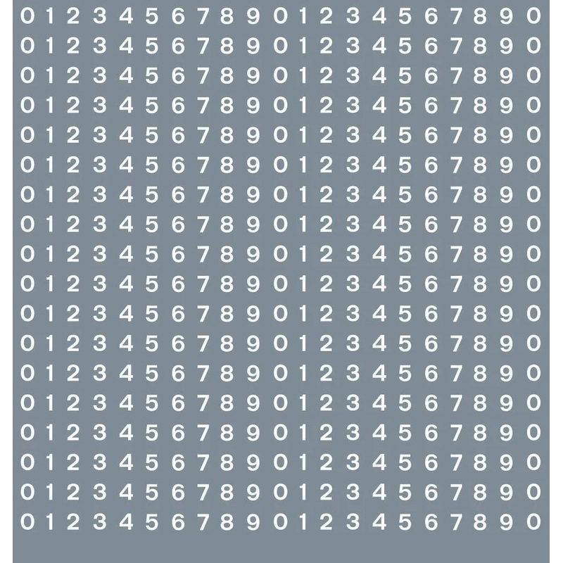 Numeric/alphabet sheet: white BR numbering (2mm high) Waterslide Decals