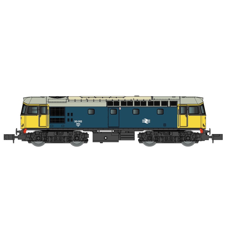 Class 33 012 BR Blue w/Yellow & Black Cabs Diesel Locomotive – DCC Fitted