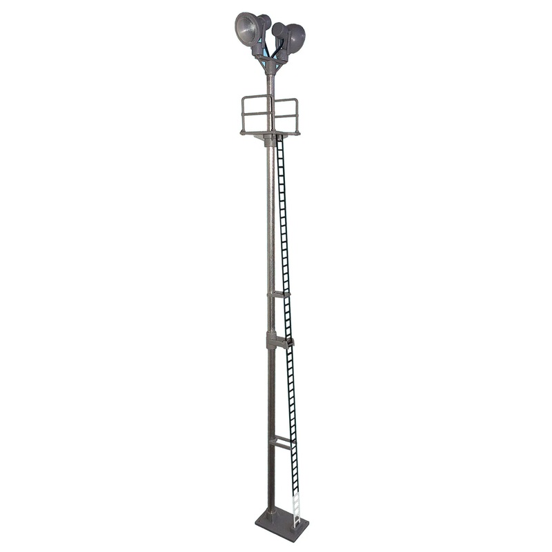 Twin Spotlight Head Tall Yard Lamp Black Ladder