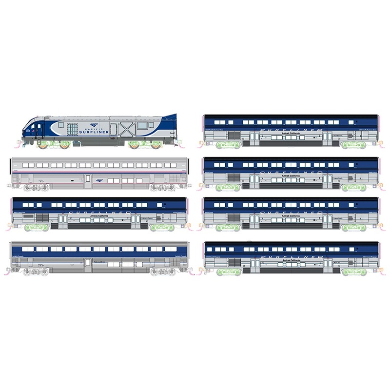 Amtrack SC-44 Surfliner 8 Car Train Pack