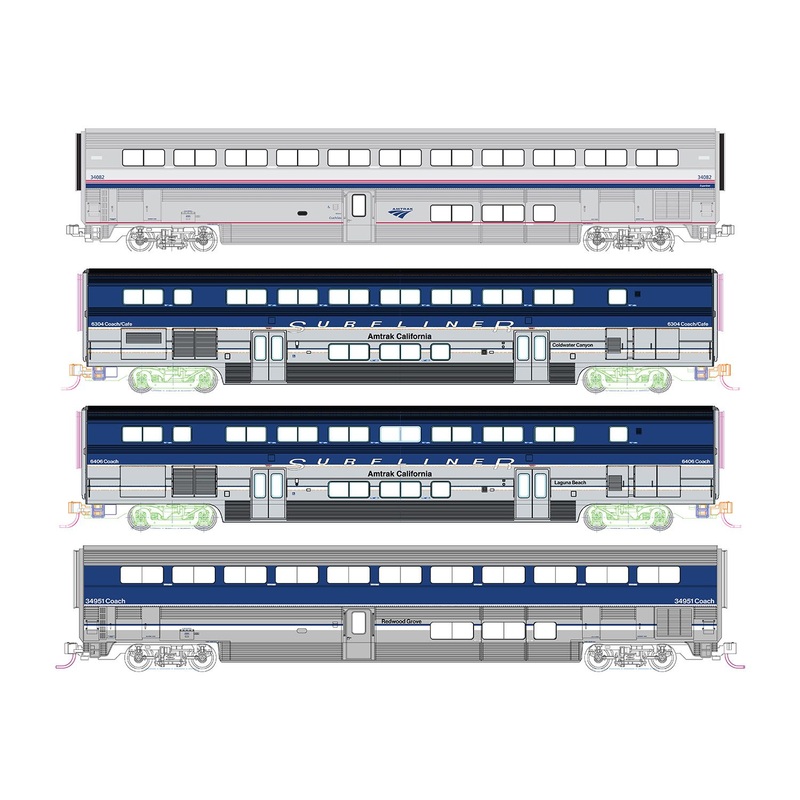 Amtrack Surfliner 4 Car Add on Set