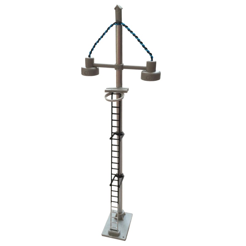 Double Bowl Head Tall Yard Lamp (Black Ladder with White Base) Yellow LED