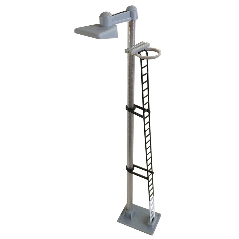 Dustpan Single Head Tall Yard Lamp (Black Ladder with White Base) Yellow LED