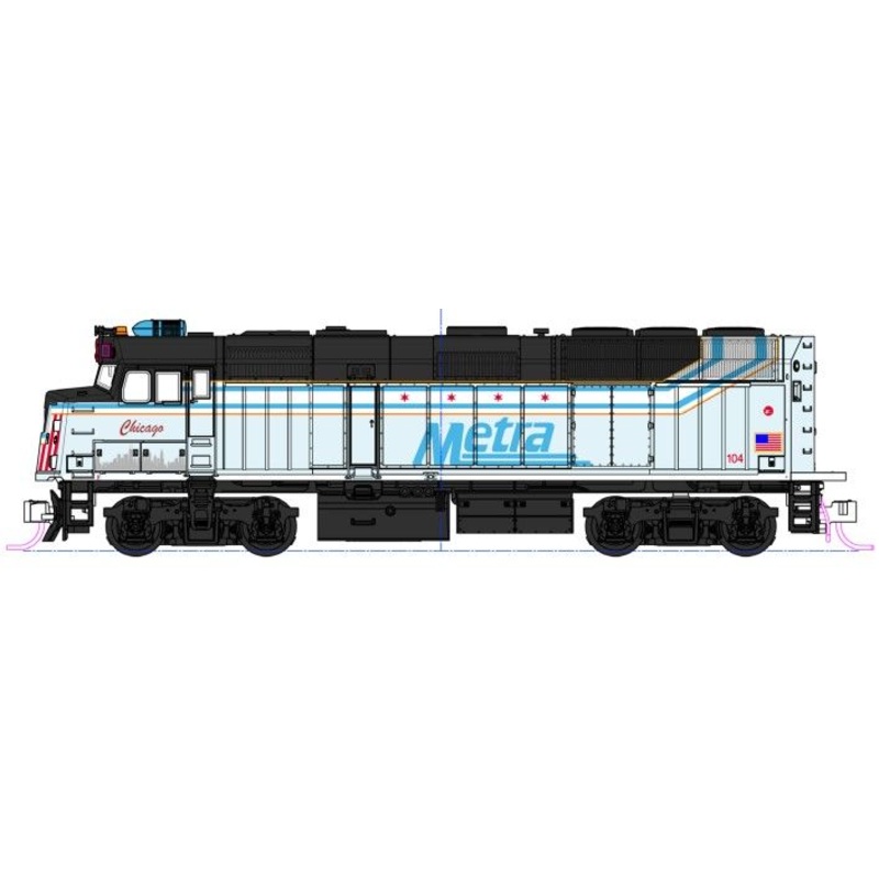 EMD F40PH Chicago Metra 104 ‘City of Chicago’ – DCC-Fitted