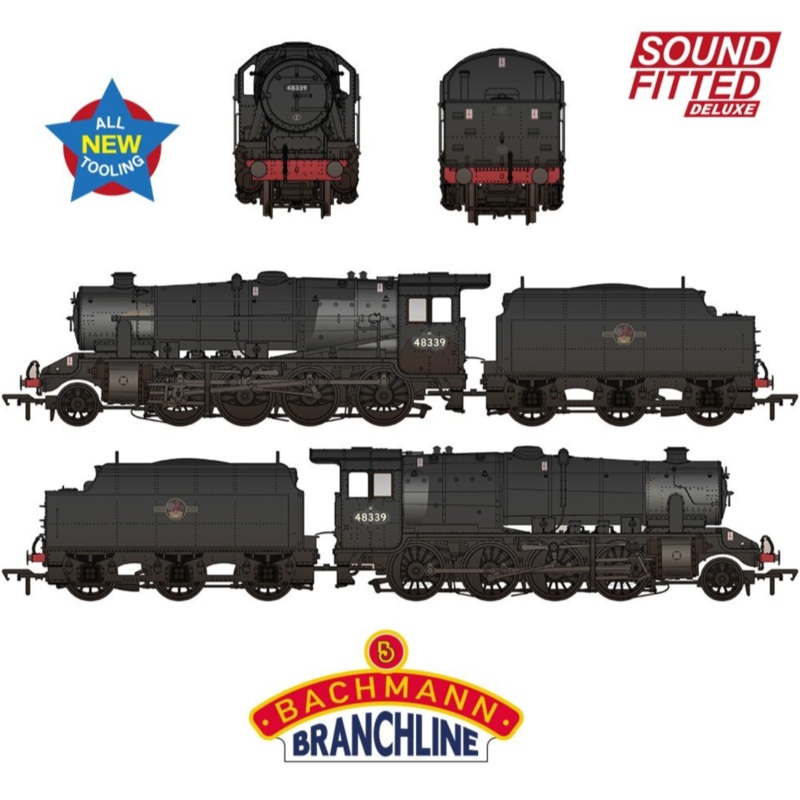 LMS 8F with Riveted Tender 48339 BR Black (Late Crest) Steam Locomotive – Weathered & DCC Sound Deluxe