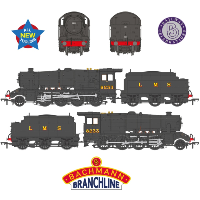 LMS 8F with Riveted Tender 8233 LMS Black Steam Locomotive