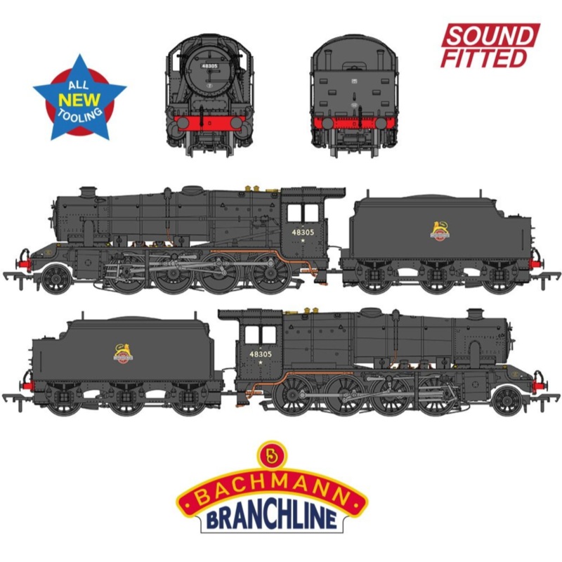 LMS 8F with Welded Tender 48305 BR Black (Early Emblem) Steam Locomotive – DCC Sound