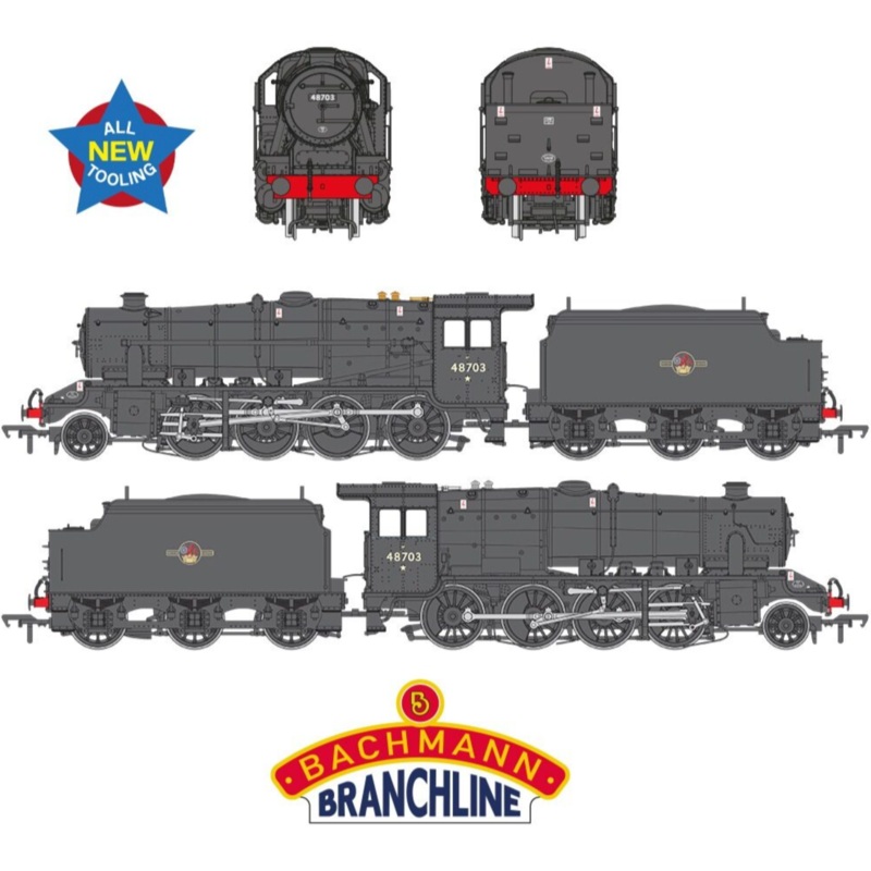 LMS 8F with Welded Tender 48703 BR Black (Late Crest) Steam Locomotive