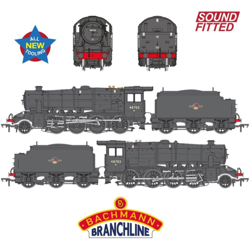 LMS 8F with Welded Tender 48703 BR Black (Late Crest) Steam Locomotive – DCC Sound