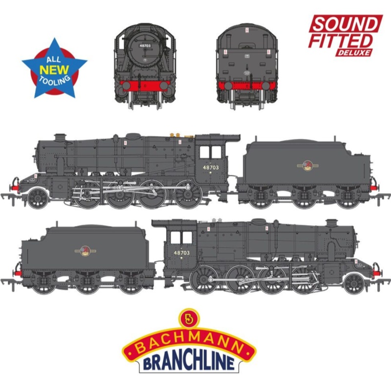 LMS 8F with Welded Tender 48703 BR Black (Late Crest) Steam Locomotive – DCC Sound Deluxe